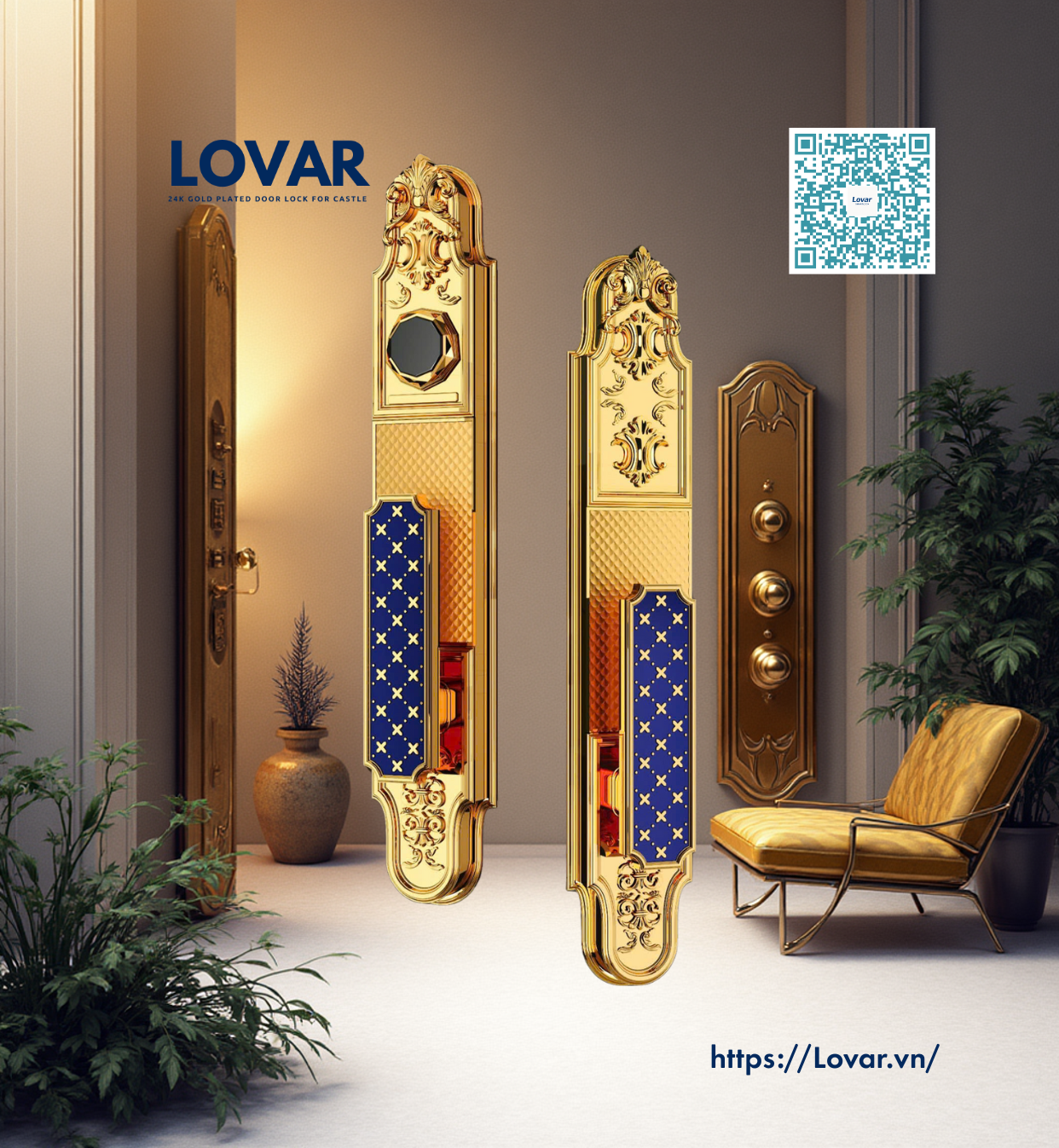 KHÓA THÔNG MINH CIPA V402 enamel - Mạ Vàng 24K Thật