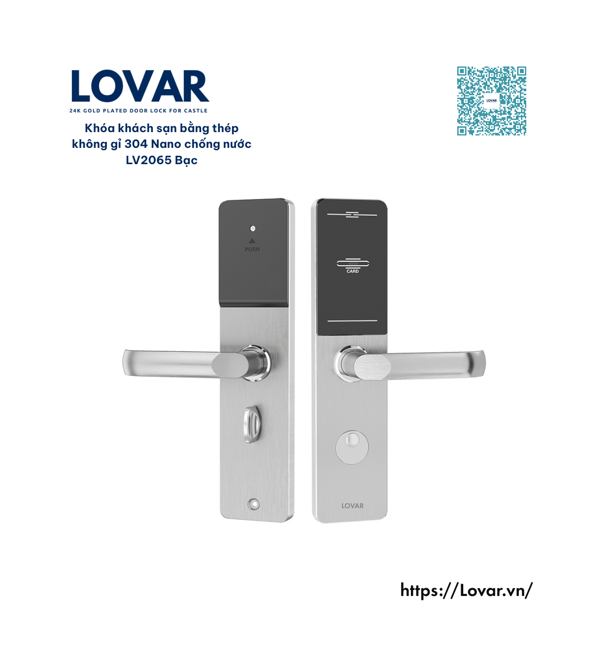 Khóa khách sạn bằng thép không gỉ 304 Nano chống nước LV2065 Bạc