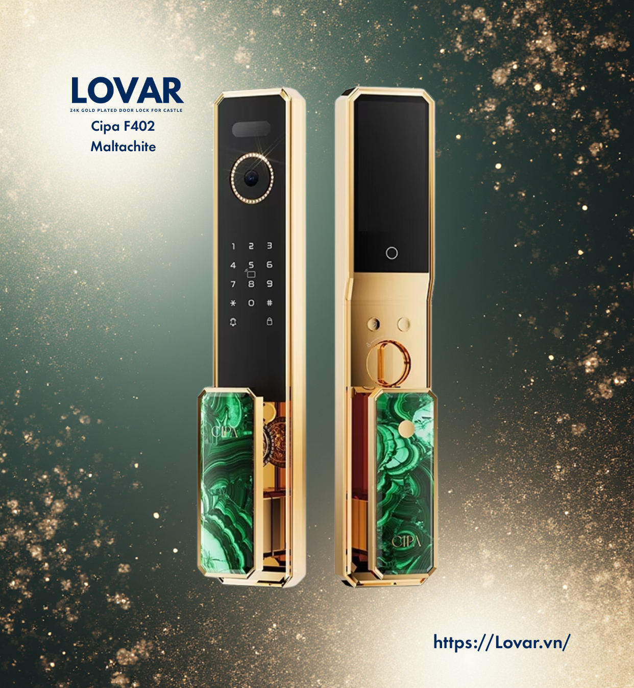 KHÓA THÔNG MINH VENDOME CIPA F402 - MalaChite-Mạ Vàng 24K Thật